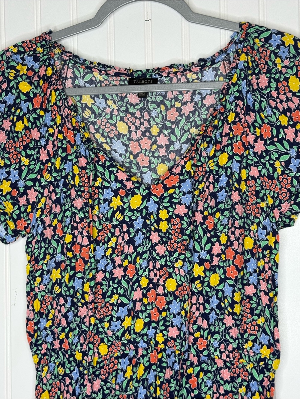 Talbots Gathered Tie Neck Floral Midi Dress Size 6 - Picture 4 of 13
